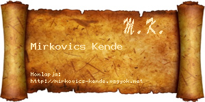 Mirkovics Kende névjegykártya